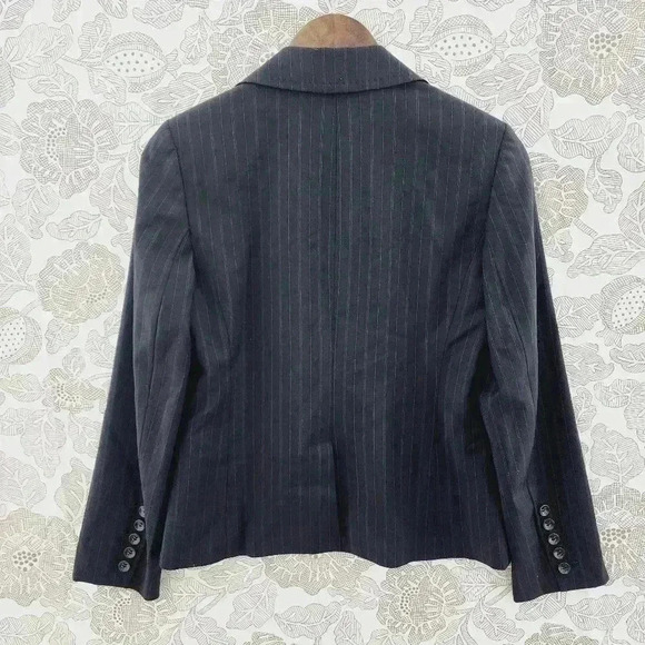 Ann Taylor Women's Blazer Size 4P Striped Dark Navy Blue - Picture 2 of 7